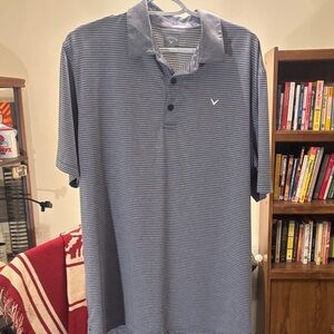 Callaway Men's Navy Striped Polo Shirt
